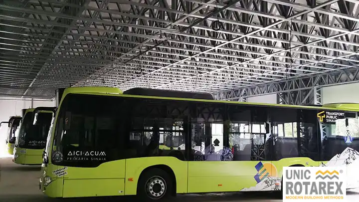 Steel structure garage for hybrid buses