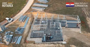 Casa pe structura metalica usoara Unic Rotarex® in Croatia, stadiul montajului dupa doua zile si jumatate