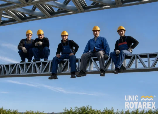 poutre de structure métallique légère supporte 5 ouvriers